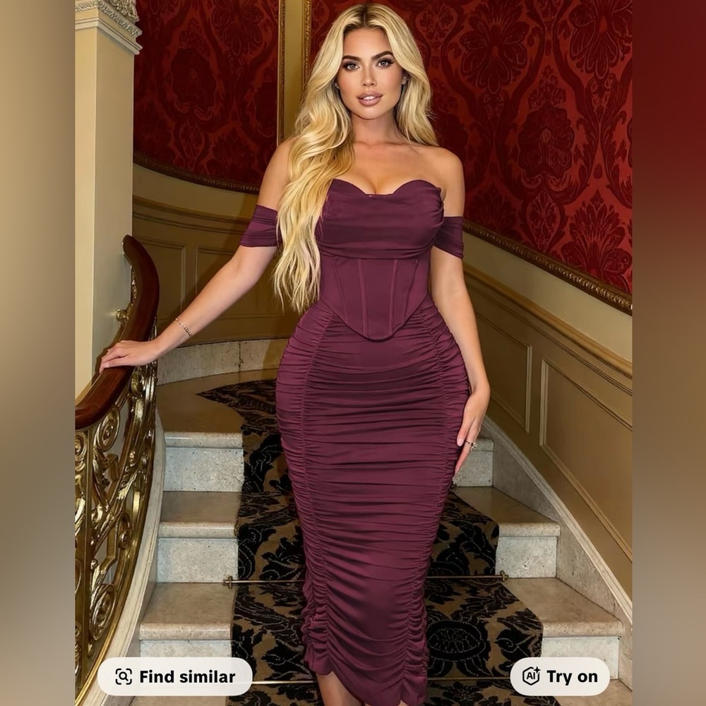 Elegant Off-Shoulder Burgundy Dress
